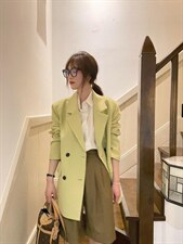 现货春款定制颜色经典双排扣西装，女装西装，单井 Single Well