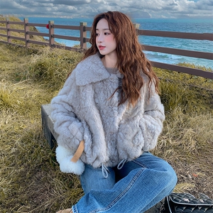 小个子皮毛一体毛毛外套女秋冬季2025新款环保皮草仿水貂毛上衣潮图片
