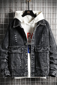 xz103A-jk1913-p90 202网格牛仔夹克肥仔0秋款量足绣花大码图片