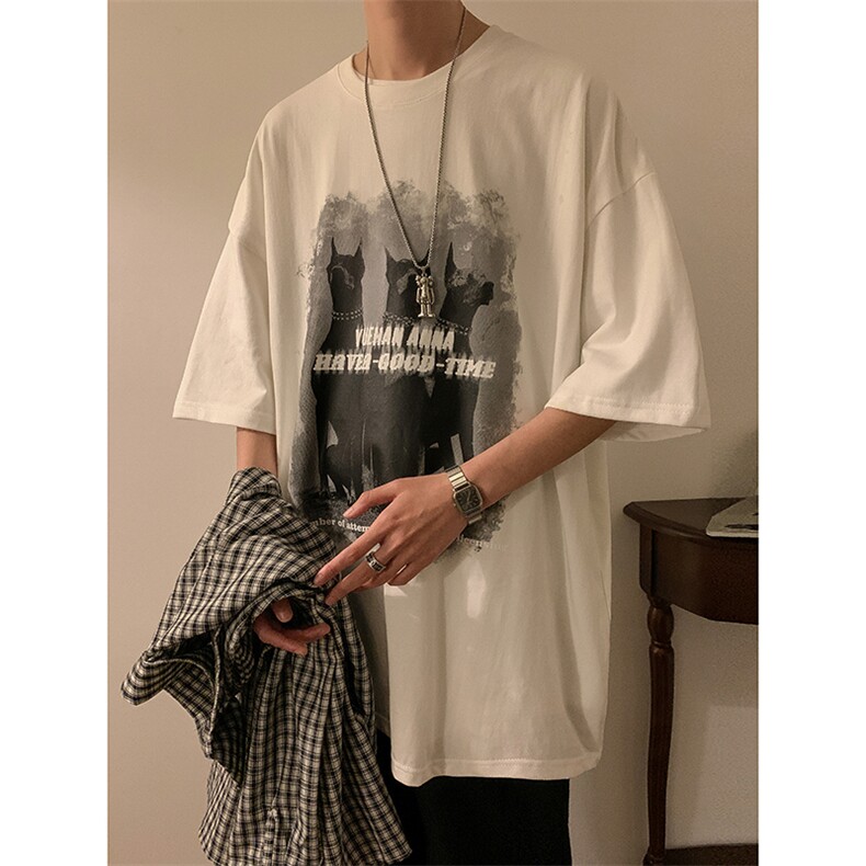 抖音供货、260克~200克现货宽松短袖T恤D223A-T23127-P25,男装T恤,电商019-1