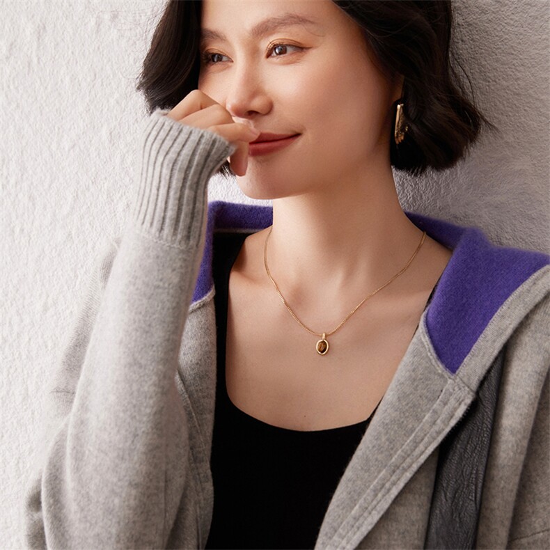 2024秋季新款长袖女士35%羊绒空气夹层帽衫通勤百搭,女装羊绒衫,雪真羊绒高端店
