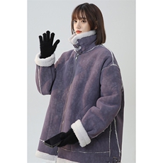 现货主推2025冬季新款宽松显瘦皮毛一体毛外套女225-2-Y208-P158，女装短外套，星座225-2