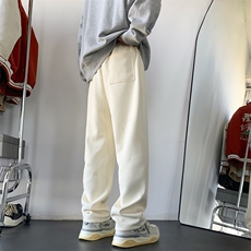 现货）重磅字母刺绣弯刀卫裤直筒纯色休闲长裤KK171-P55，男装休闲裤，星座1213