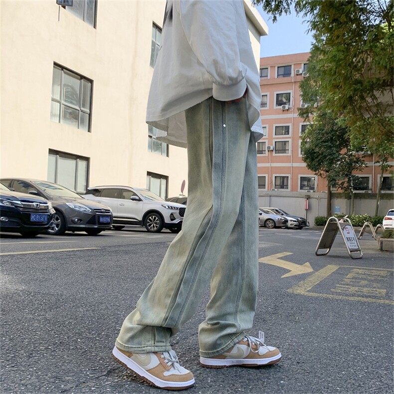 美式高街黄泥水洗牛仔裤男vibe直筒宽松阔腿休闲长裤N5021-P45,男装牛仔裤,星座1008