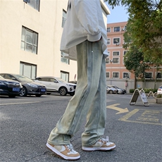 美式高街黄泥水洗牛仔裤男vibe直筒宽松阔腿休闲长裤N5021-P45，男装牛仔裤，星座1008