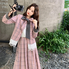 现货新款2025秋季条纹拼接两件套装裙子,女装套装/套裙,含赞,浙宝-网红风 现货新款2025秋季条纹拼接两件套装裙子,女装套装/套裙,含赞,浙宝-网红风