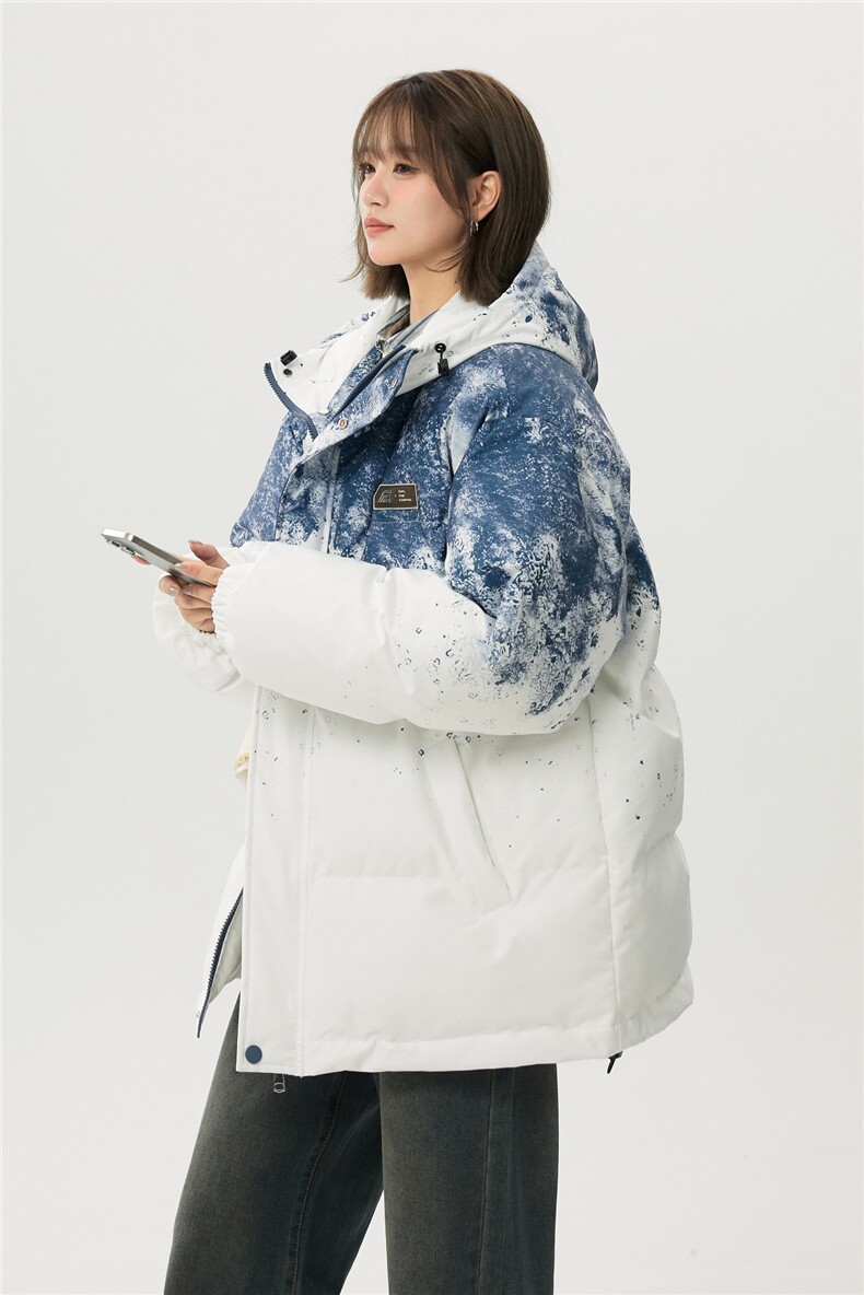 XZ-230-1MY705中性风简约轻奢水墨扎染防水休闲连帽棉服P118控158,男装棉衣,星座230-1