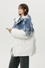 XZ-230-1MY705中性风简约轻奢水墨扎染防水休闲连帽棉服P118控158，男装棉衣，星座230-1