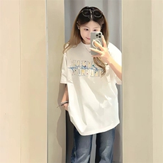 万针全刺绣工艺抖音得物高品质260克重磅纯棉双纱美式高街短袖T恤，男装T恤，电商A486