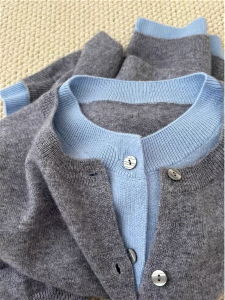 女士秋冬保暖12针纯毛假两件羊毛衫，女装羊毛衫，百纯羊绒