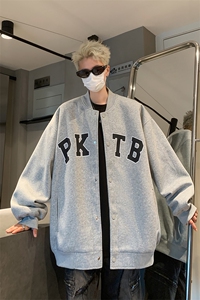 极简风美式棒球服男春秋高街痞帅情侣外套宽松小众学院风运动夹克图片