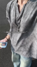 XZ809A/SYR10/特P24/控48扎染J肌理感V领长袖T恤卫衣，男装T恤，星座809A(原222-1)
