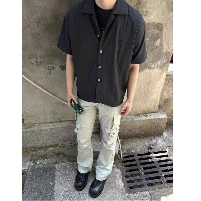 现货夏季轻薄冰丝衬衫W2044-P32,男装衬衫,星座910B