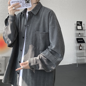 衬衫男秋季新款港风宽松大码雪尼尔长袖衬衣CS7008-P39图片