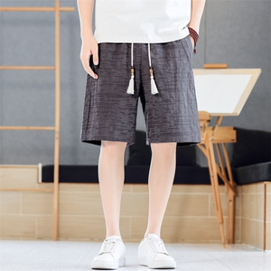 夏季风男短裤棉麻纯色纯色五分裤休闲裤直筒A266-1-KZ883-P40图片