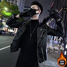 秋季新款翻领皮衣网红百搭修身皮夹克外套P6021-P118绒128，男装夹克，电商A368