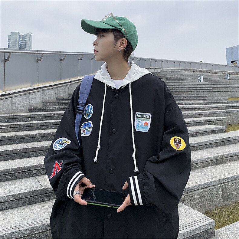 春秋痞帅外套男ins高街潮牌港风日系韩版潮流宽松夹克JK0034-P53,男装夹克,星座308B-2