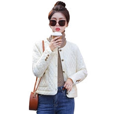 爆主打款2024年冬新款菱形格绗线棉服保暖显瘦百搭短款夹棉外套女，女装棉衣/棉服，霓裳依族