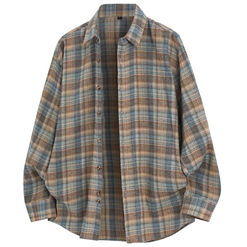 2026春季新款现货（跨境电商）四季款格子衬衫潮流宽松格纹衬衣，男装衬衫，星座1107