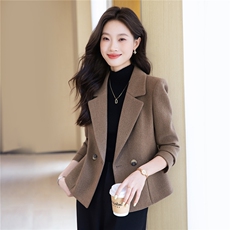 2025秋装新款气质百搭小个子短款羊毛呢西装外套女，女装短外套，时尚风爆