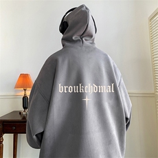 麂皮绒连帽卫衣直播品质重磅400克哥特字印花JL7087-P45控78，男装卫衣，星座508（原C305）