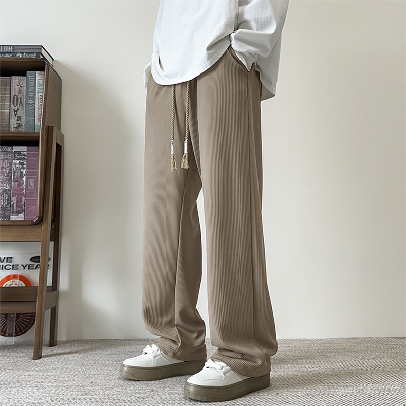 2026春季新款纹理感阔腿裤男休闲时尚直筒拖地长裤K1322特P40控78，男装休闲裤，电商A001