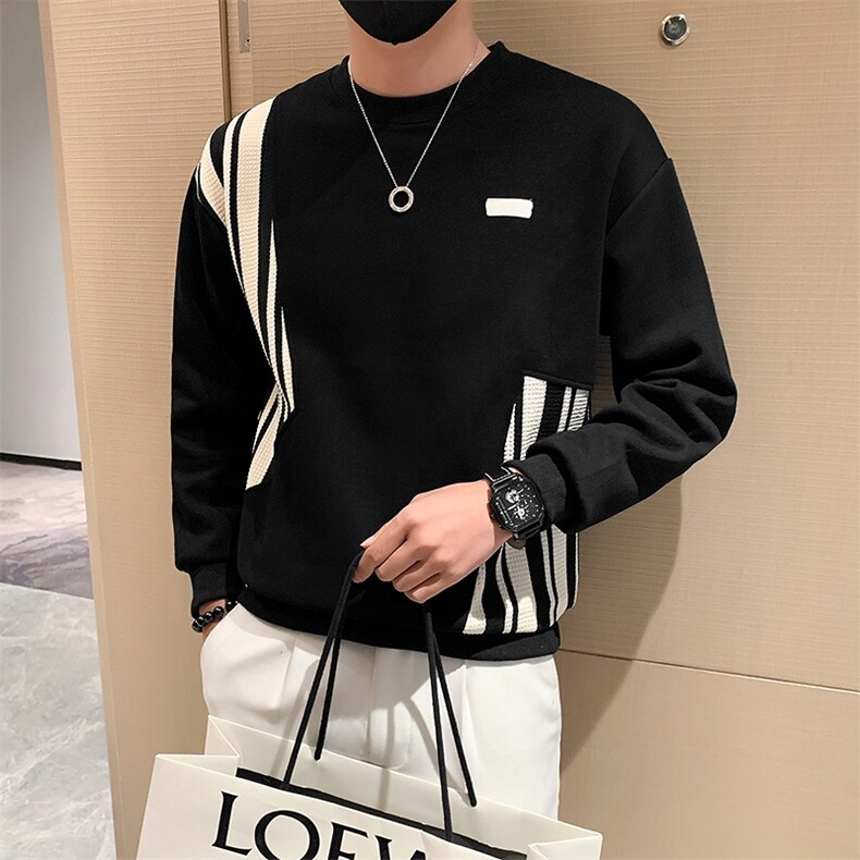 男士拼色卫衣秋新款时尚潮流休闲圆领长袖打底衫帅气百搭WY01-P58图片