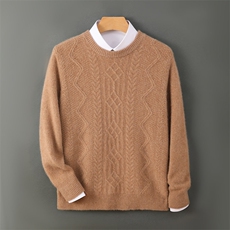 秋冬新款男士羊毛绞花复古休闲毛衣经典百搭舒适保暖男装，男装羊毛衫，德晨羊绒