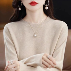 2025年秋季套头落肩袖长袖单件圆领包芯纱时尚百搭,女装针织衫/毛衣,佰汇, 2025年秋季套头落肩袖长袖单件圆领包芯纱时尚百搭,女装针织衫/毛衣,佰汇,