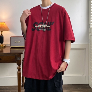 春夏新款字母虚影发泡印花短袖纯棉T恤M~5XL XZ604-DT205-P35控48图片
