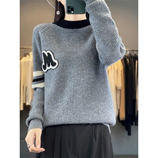 新款半高领加厚保暖针织衫女秋冬新款宽松显瘦纯色羊毛衫，女装羊毛衫，佑昭祥羊绒
