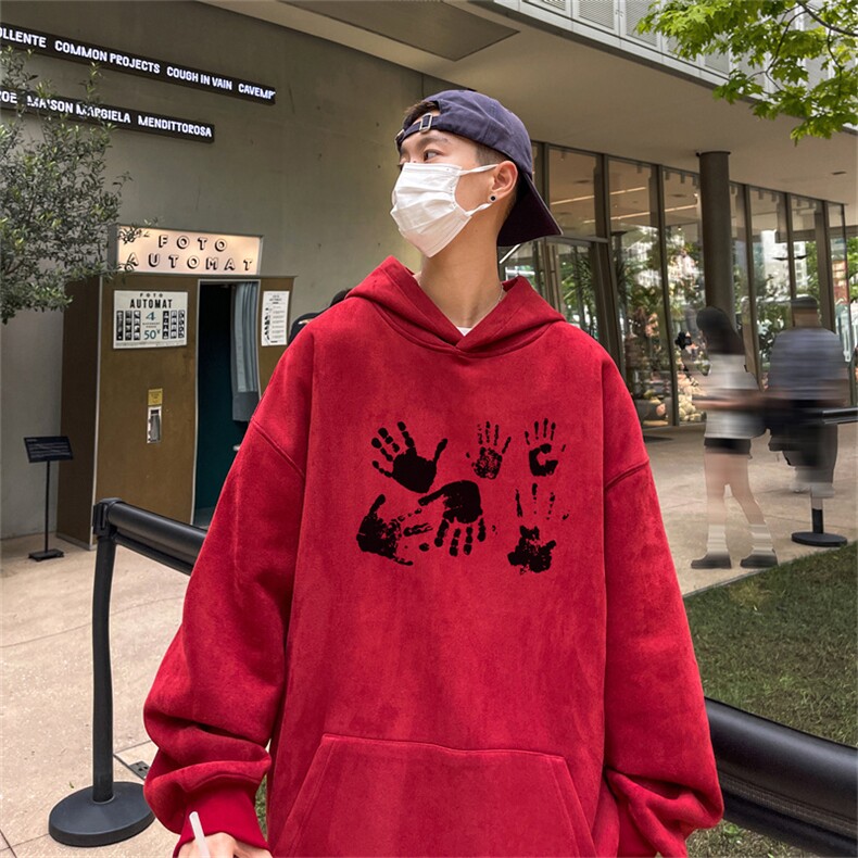 特P43控78 秋季360G麂皮绒印花宽松休闲连帽卫衣JWY3271图片
