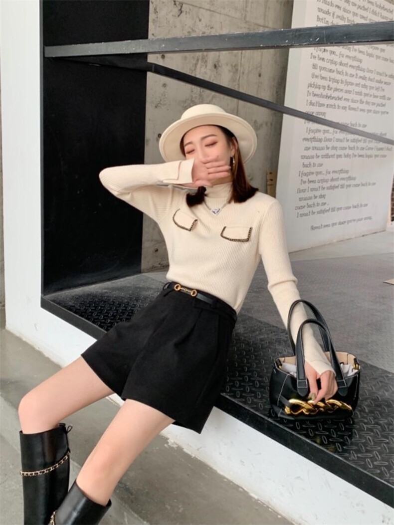 冬季呢料短裤，其它，雪莉·金