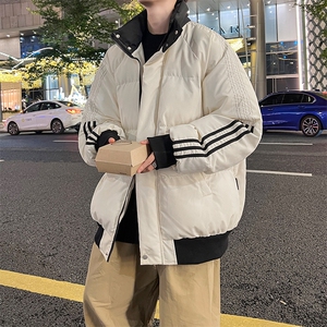 8XL-M三道杠韩系拼接立领加厚棉服三条杠棉衣面包服外套MY1706P98图片