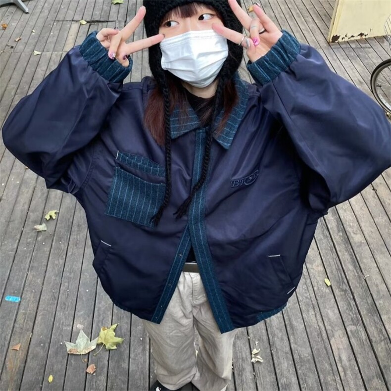 美式休闲夹克男女运动宽松复古棒球服外套春秋季上衣韩版SJ63-P58图片