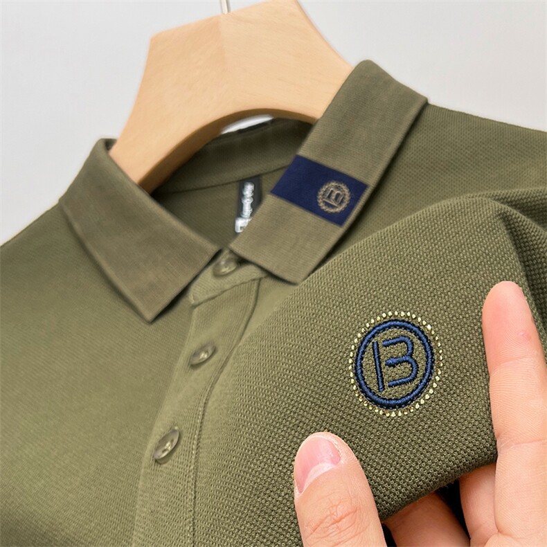 2023夏季新款休闲翻领Polo衫中年男士体恤商务百搭短袖t恤上衣服,男装T恤,电商B212（原钱塘6029）
