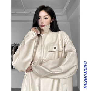 B225-W8617-P102-X128-PU皮衣机车外套-材质（50PU50TC）图片