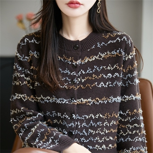 法式提花加厚针织开衫女小个子外套2025新款洋气保暖设计感毛衣图片