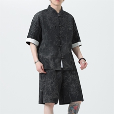 2026夏季新款风男装新中式盘扣肌理感套装短袖+短裤A98-P105，男装牛仔裤，电商B277(原6028)