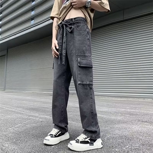 美式高街复古多口袋工装裤男士ins潮宽松休闲牛仔裤N0688-P50