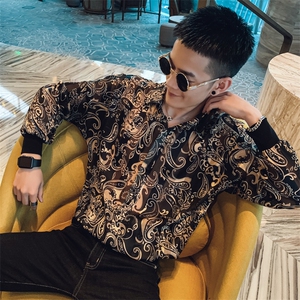 社会风春秋碎花宽松长袖套头衬衫上衣B297-C03-P58控78图片