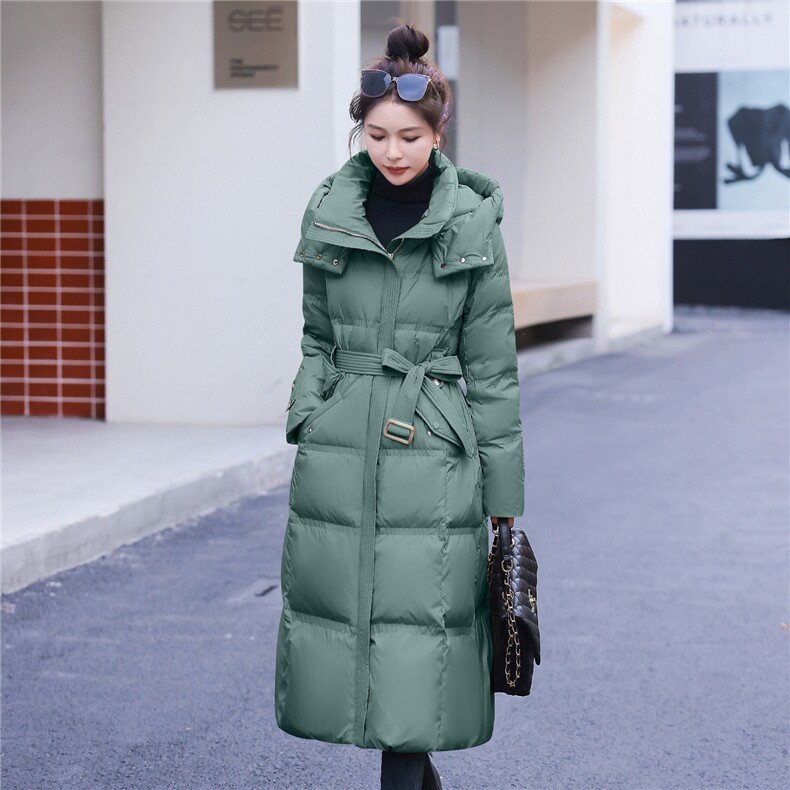 2025冬季新款连帽保暖时尚显瘦高级感过膝长款90%羽绒服,女装羽绒服,难舍钰依