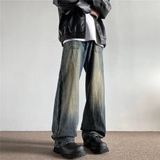 xz905-2-Z023##P65-（控98）扎花工艺高街美式水洗牛仔裤，男装牛仔裤，星座905-2