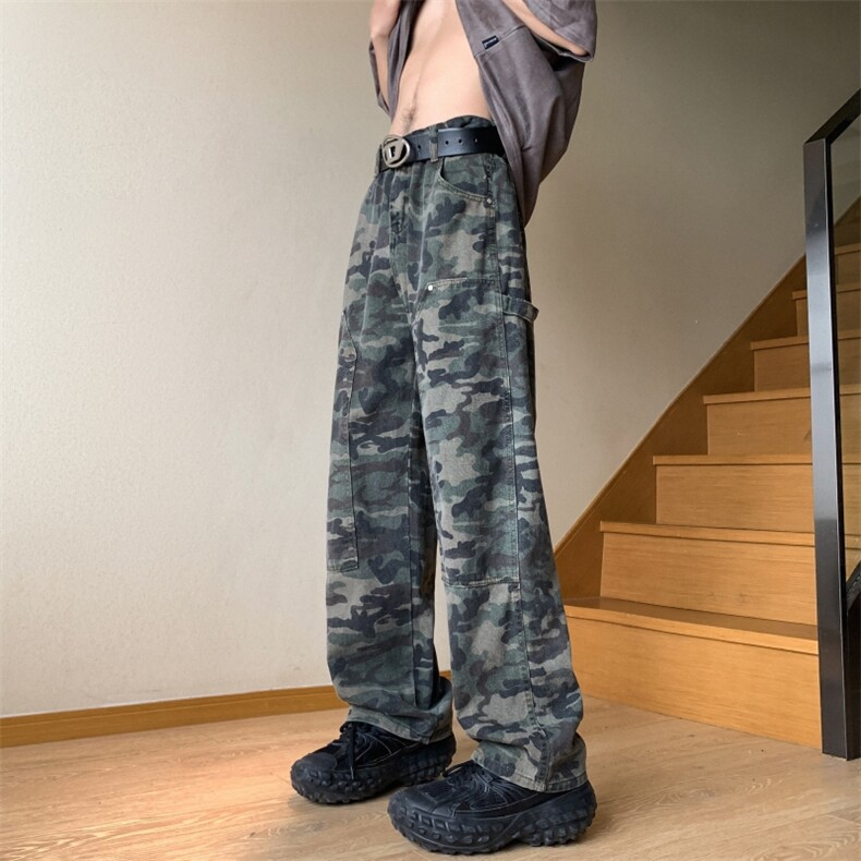 迷彩工装裤男潮牌美式高街直筒休闲裤子ins宽松阔腿裤NK068-P50图片