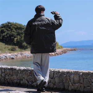 港风鳄鱼纹棉衣男手塞棉夹克PU皮棉服外套男8507P120控158图片