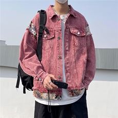 美式复古情侣拼接撞色牛仔外套男春秋宽松帅气夹克上衣JK337-P85，男装夹克，星座1008