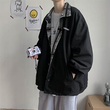 两面穿腰果花夹克男秋季新款港风宽松外套韩版潮流休闲JK446-p60图片