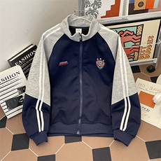 撞色刺绣立领开衫卫衣男女潮牌宽松情侣休闲夹克外套WY0187-P55，男装夹克，星座308B-2