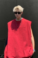 大250克重磅美式砂洗天丝棉冰丝坎肩背心T恤JF501特P35控55，男装背心/马甲，电商A422-1