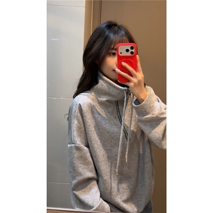 雪尼尔立领卫衣美式复古潮流打底设计重磅翻领外套卫衣 常规P49图片